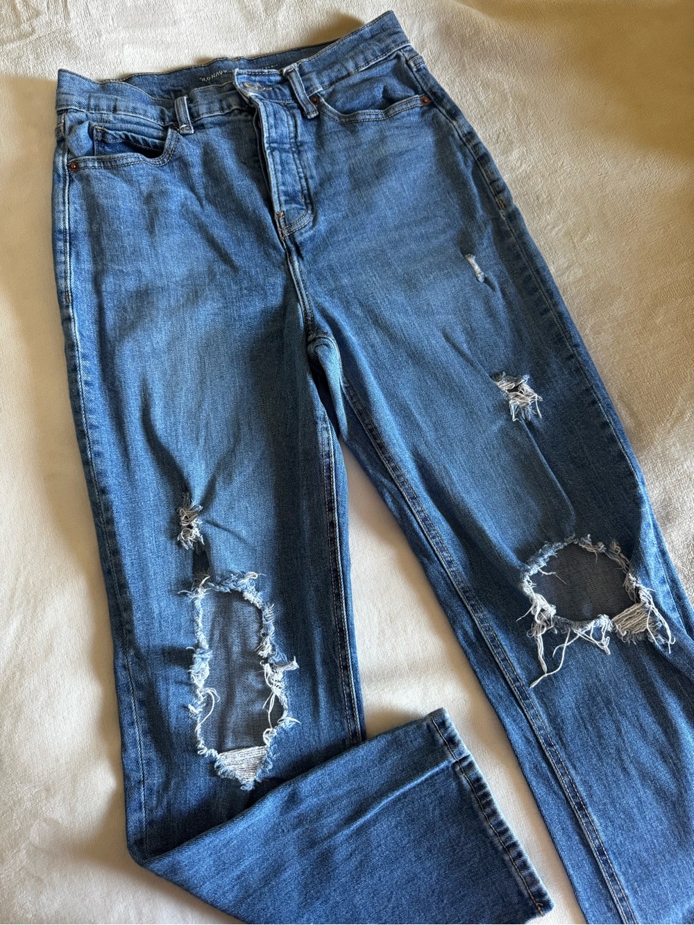 Old Navy Distressed Blue Boyfriend Jeans